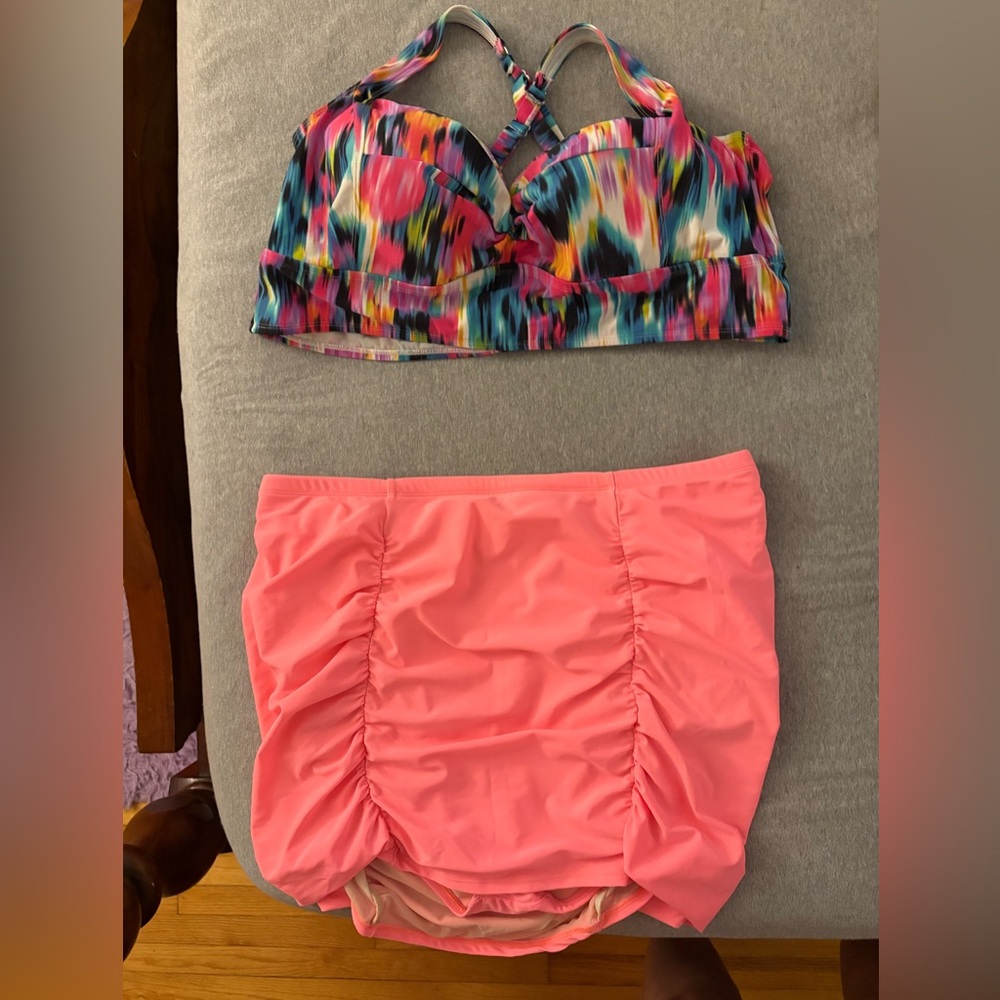 Torrid Coral Skirted Bikini Swim Set with Adjustable Straps